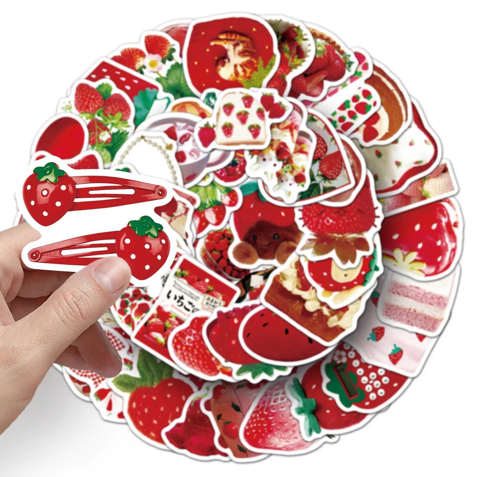 50 PCS Ins Style Cartoon Strawberry Cake Graffiti Stickers Decorate Fridge Gift Box Lunch Box Guitar Helmet Non Repeated Decals