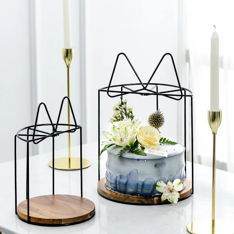 Iron cake stand wooden hotel wedding shooting props birthday banquet celebration table dessert table