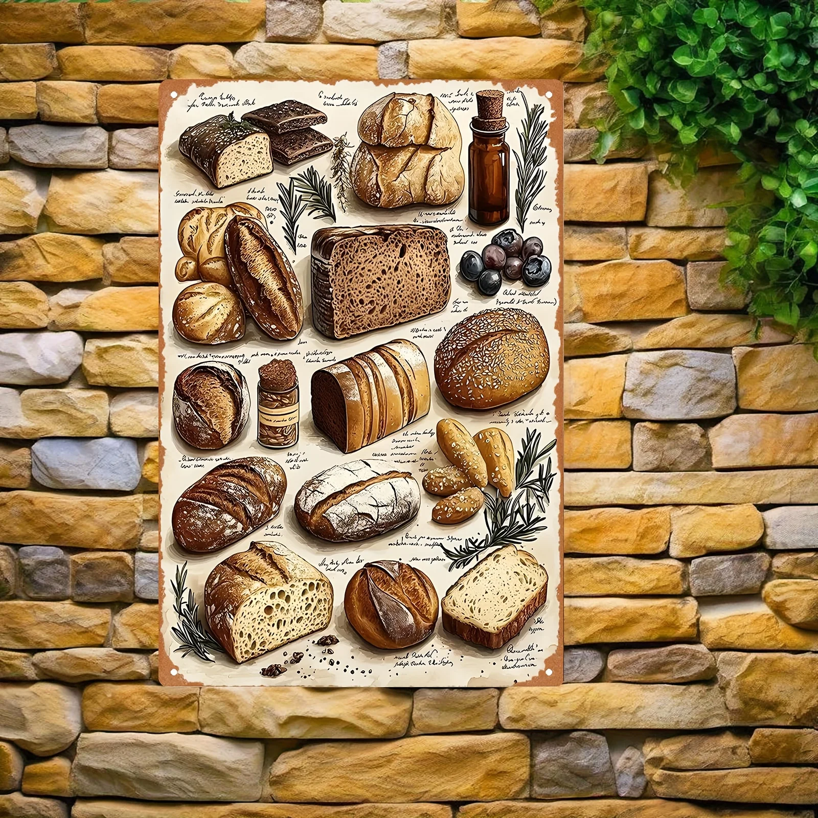 2D Flat - 2D Plane - 2D Vintage Metal Sign | Exquisite Iron Artwork Showcasing Various Bread Styles, 20*30 Cm / 8*12 Inches,