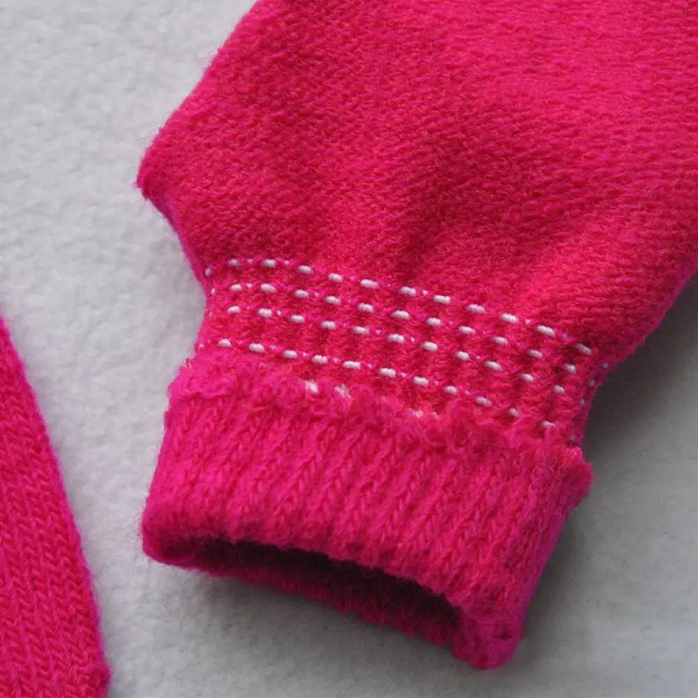 Gants tricotés chauds pour enfants de 1 à 4 ans, couleur bonbon, mitaines d'hiver à motif d'empreinte digitale