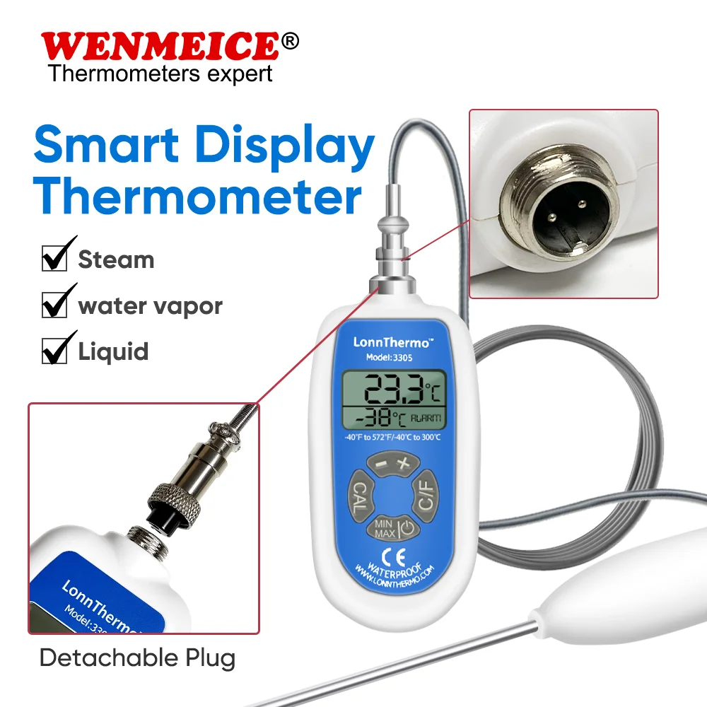 WENMEICE Waterproof Digital Thermometer pt100 Temperature Sensor laboratory thermometer probe for Soil Tester food Home Brewing