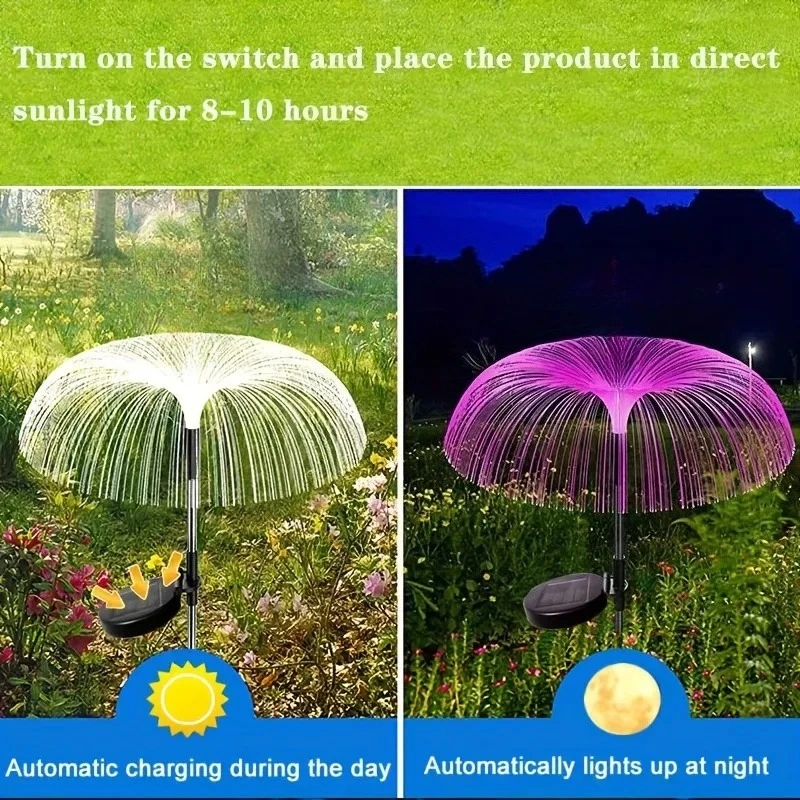 Cortile esterno impermeabile Via natalizia Prato Decorazione della festa nuziale Lampada da fiori a energia solare Luci da giardino con meduse solari