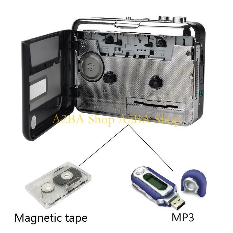 

A2BA USB Cassette Cassette Player Converts Tape to MP3 USB Cassette for Laptops and Computers