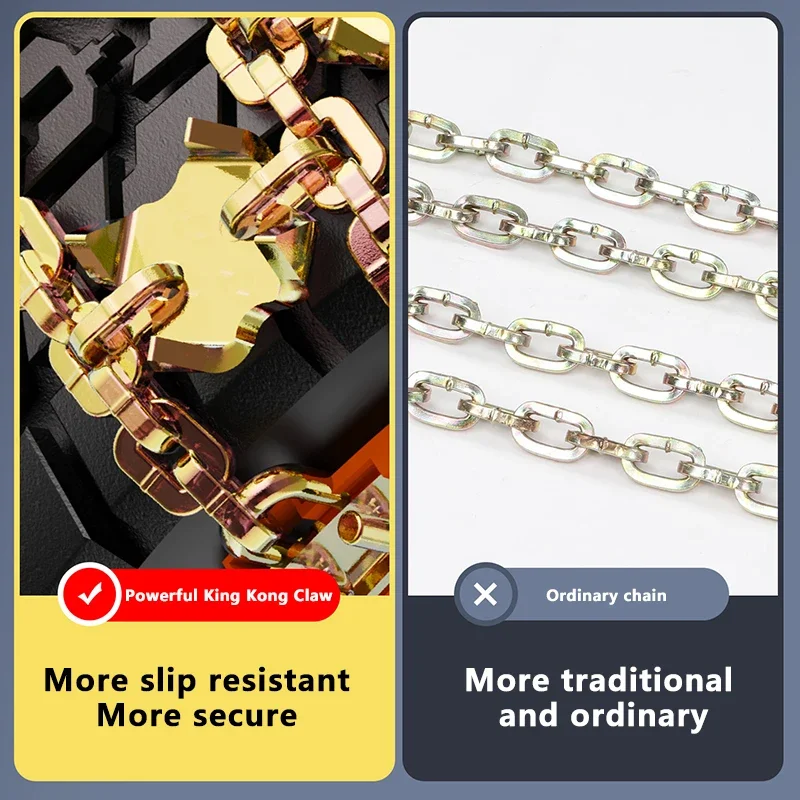 8Pcs Winter Vehicle Anti Skid Chain Thick Manganese Steel Adjustable Snow Chains Universal Replacement Set