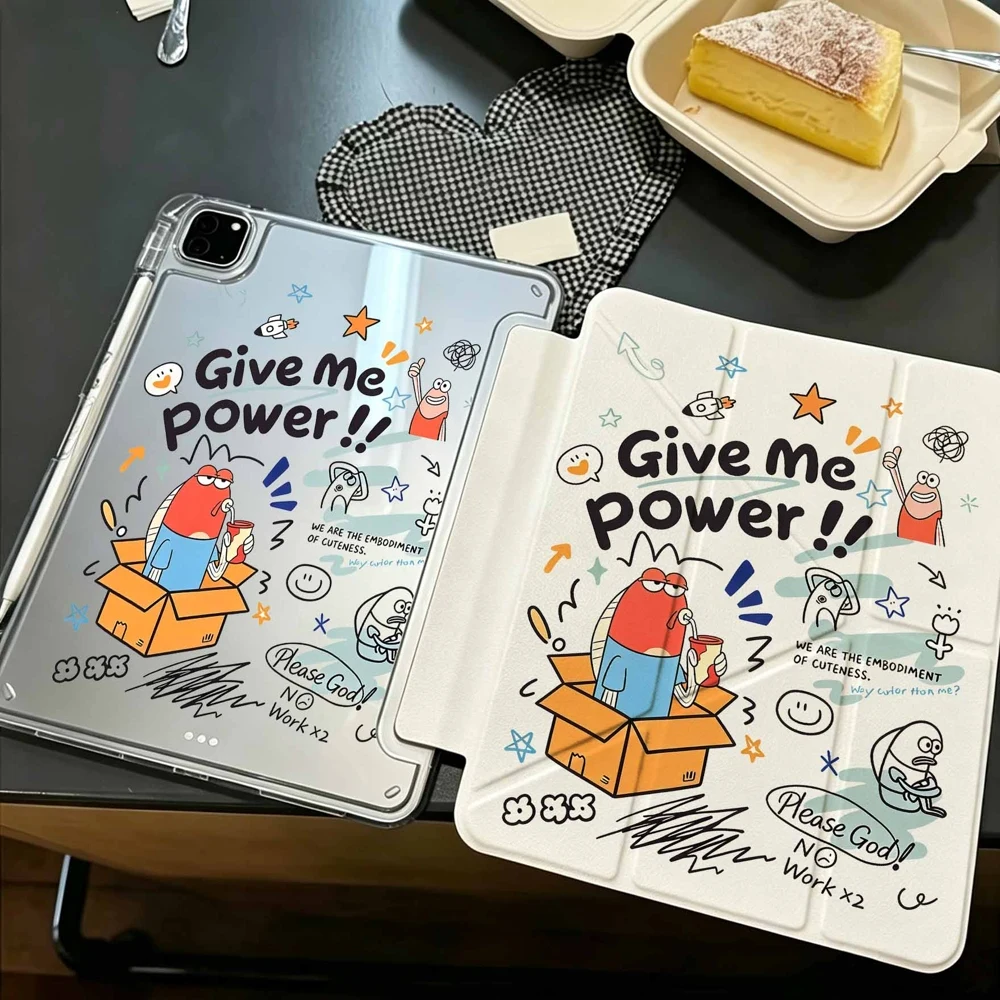 Cute Doodle Cartoon For iPad Pro 11 12.9 13 A16 M2 M4 M3 M5 Shell 9.7 10.2 5/6/7/8/9/10/11th Mini Air 3 4 5 6 Cover