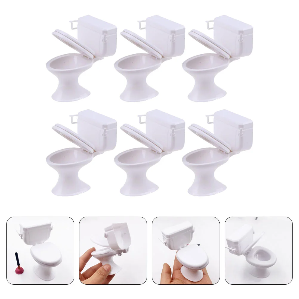 

6 Pcs Bathroom Scene Accessories Mini Crafts Miniature Toilet Model House Cactus Toy