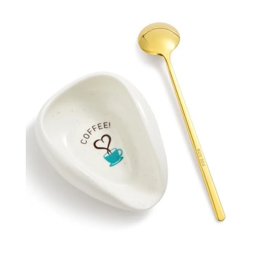 

FANGSUN Spoon Rest with Gold Coffee Spoon Ceramic Spoon Holder for Kitchen Counter Gts for Women Mom Christmas Presents Cute Co