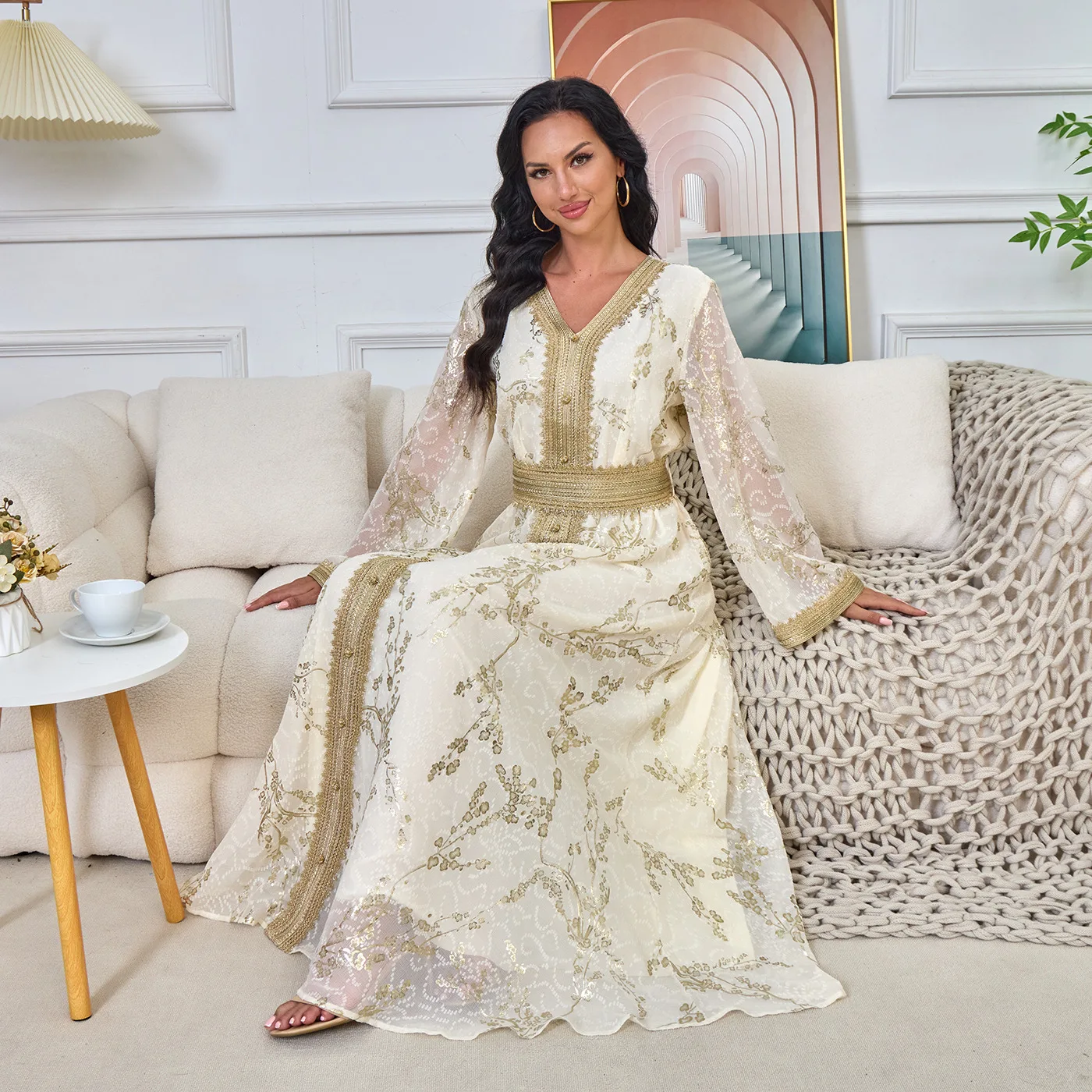 فستان صيفي أنيق مطبوع للنساء عباية دبي فستان أنيق للحفلات المسائية فستان إسلامي تركي مسلم للنساء رداء السهرة