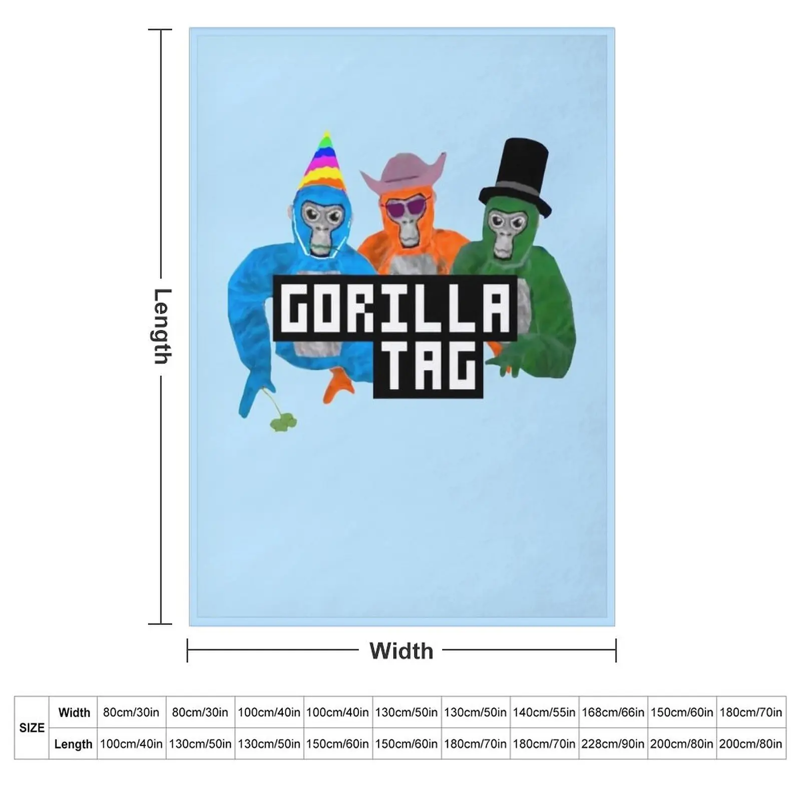 Gorilla Tag Party Hat Gorilla Tag Merch Men Women Shirt Boy Girl Young Shirt Hoodie Long Sleeve Sweatshirt Throw Blanket