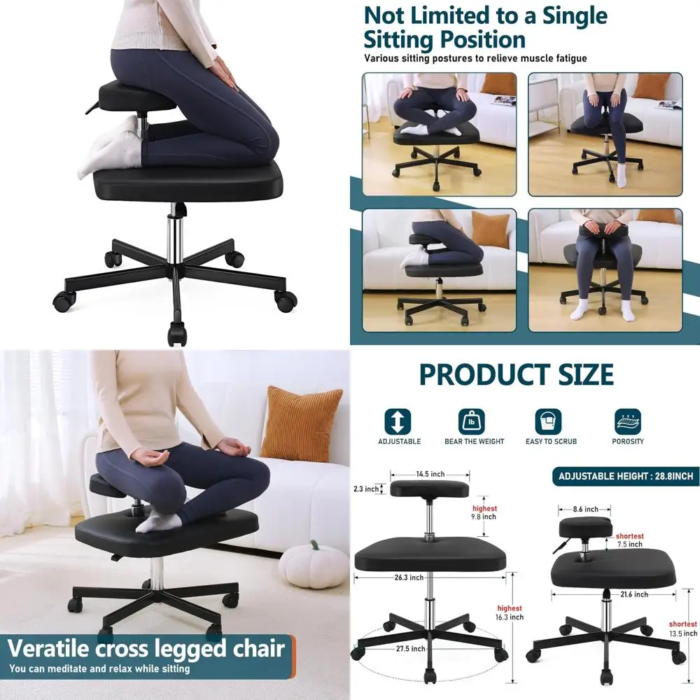 

Ergonomic Meditation and ADHD Chair with Wheels, Suitable for Cross-Legged Sitting, Ideal for Office and Home Use