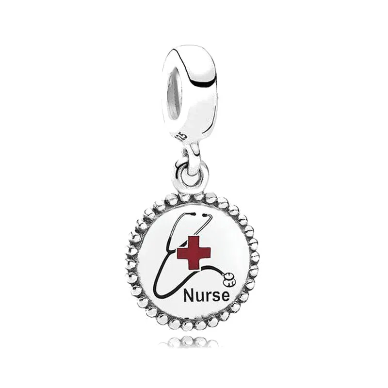 2025 Europe 925 Sterling Silver Circular pendant Charm Fit Original Bracelet Jewelry Sparkling career nurse Bead Dangle Gift