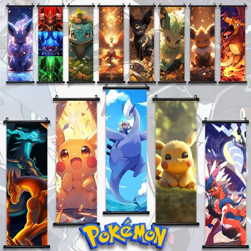 

Japanese Anime Pikachu Eevee Peripheral Poster Modern Room Decoration Charizard Canvas Hanging Scrolls HD Painting Wall