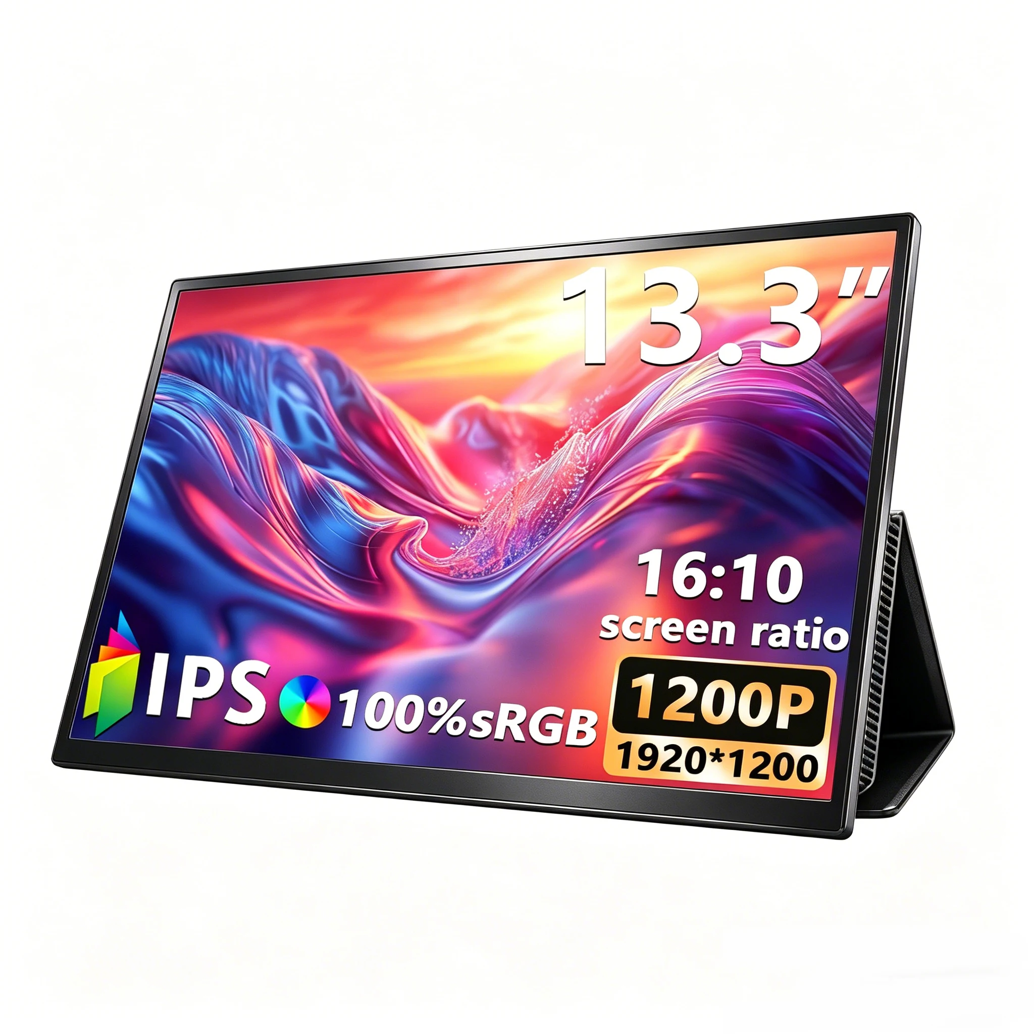13.3 Inch Portable Monitor Non-touch 19201200 16:10 IPS USB-C HDMI Travel External Screen For Laptop Mac Xbox PS5 Cell Phone