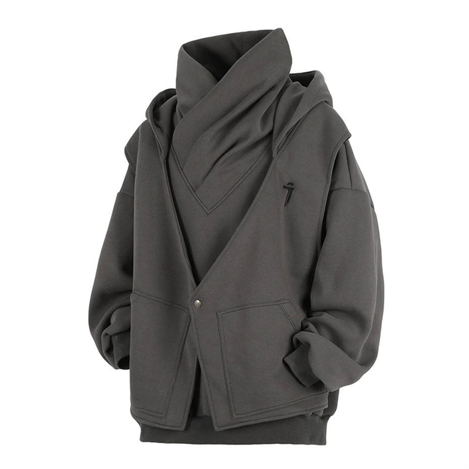 Techwear Functional Hoodies Women Fake Two Piece Turtleneck Hooded Sweatshirts Oversized Streetwear Hip Hop Spring New Hoodies