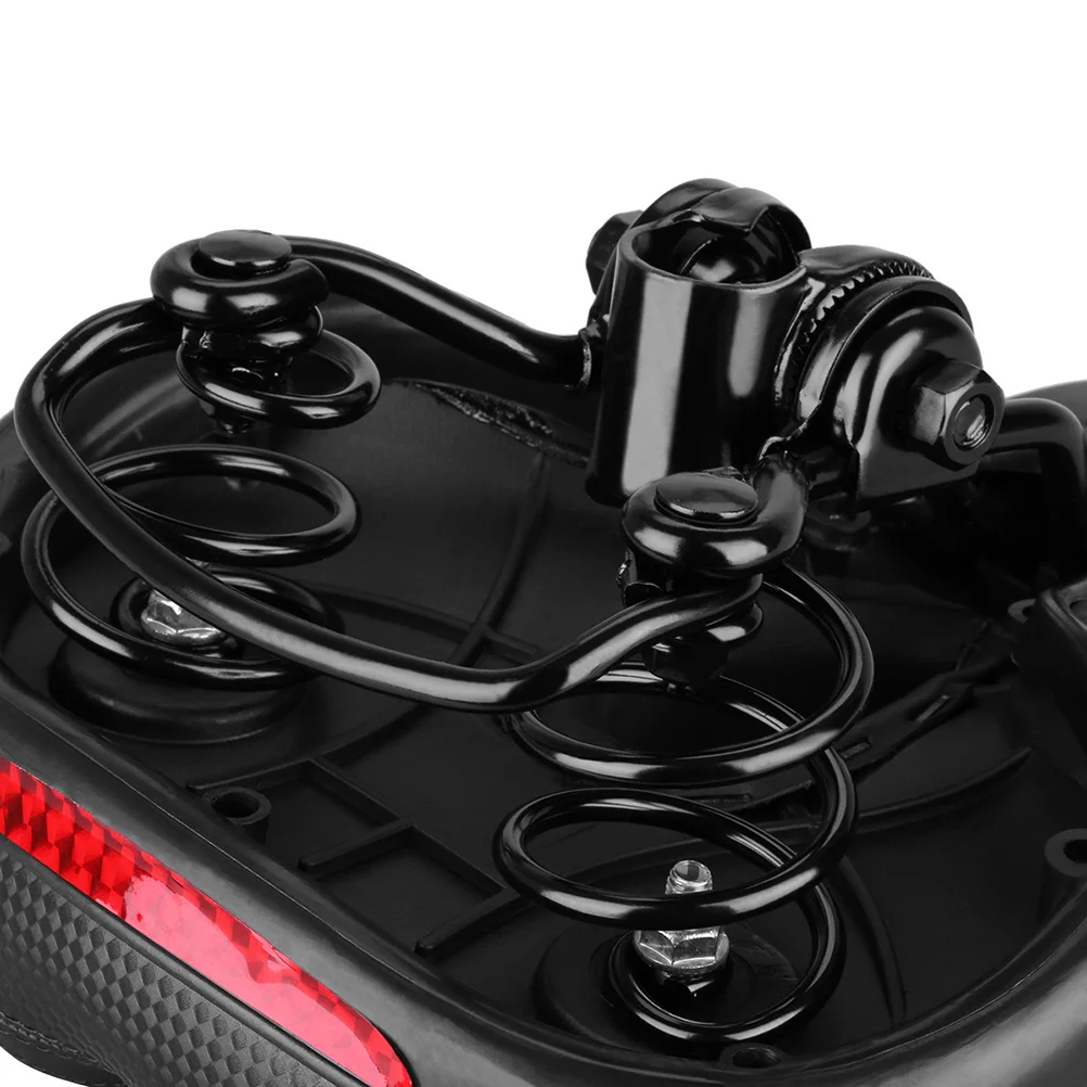 

Ergonomic Bike Saddle Thick Sponge Padded Seat Reflective Sticker Dual Rubber Spring Balls Ventilated 3D Groove Design For