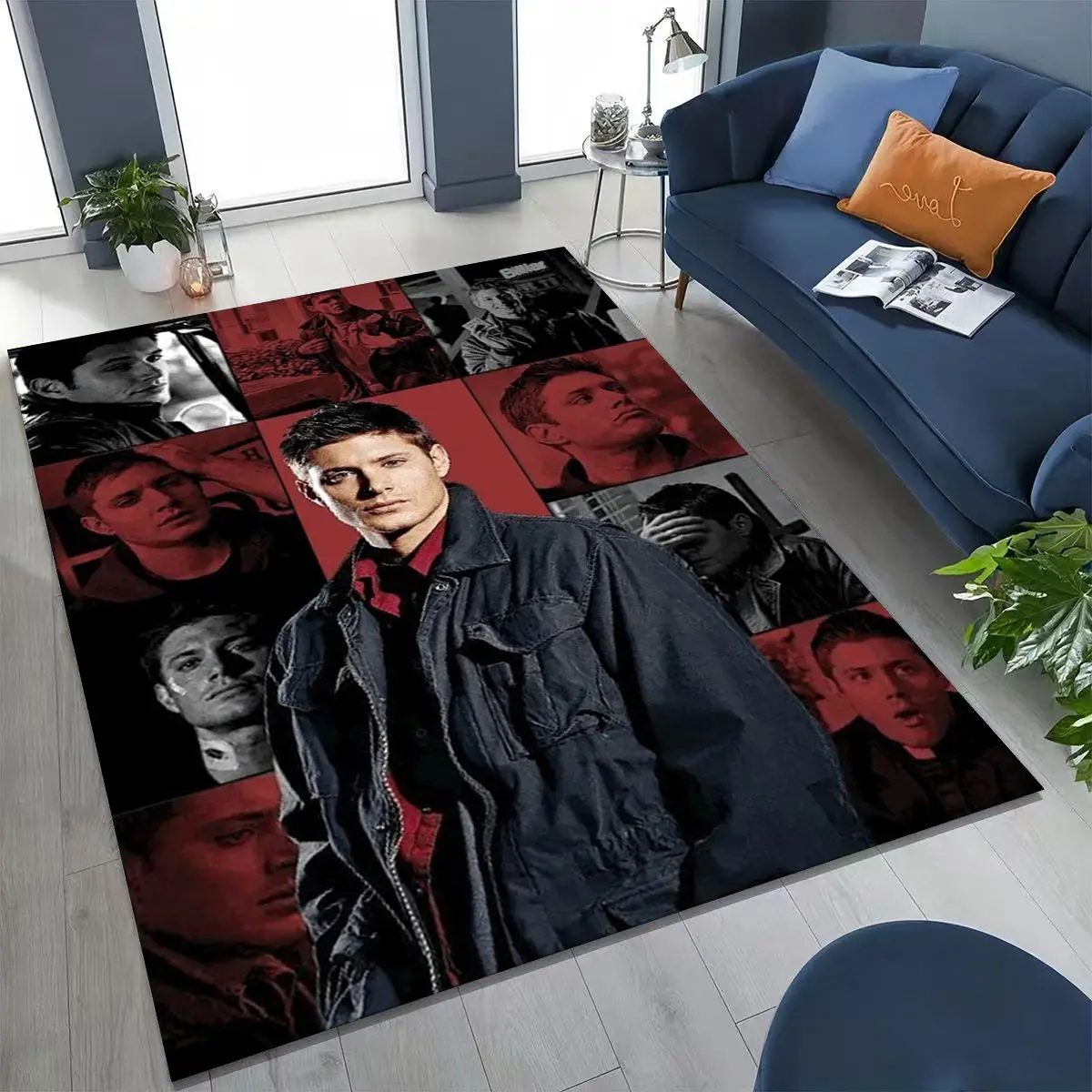 SPN Supernatural Dean Sam Winchester Castiel Carpet Rug for Bedroom Living Room Sofa Home Doormat Decor, Kids Non-slip Floor Mat