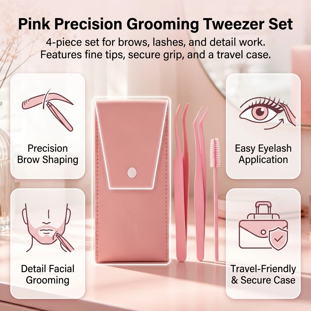 4pcs Professional Eyelash Tweezer Set Precision Eyelash Plucking Tools For Makeup Artists Stainless Steel Beauty Kit Durable