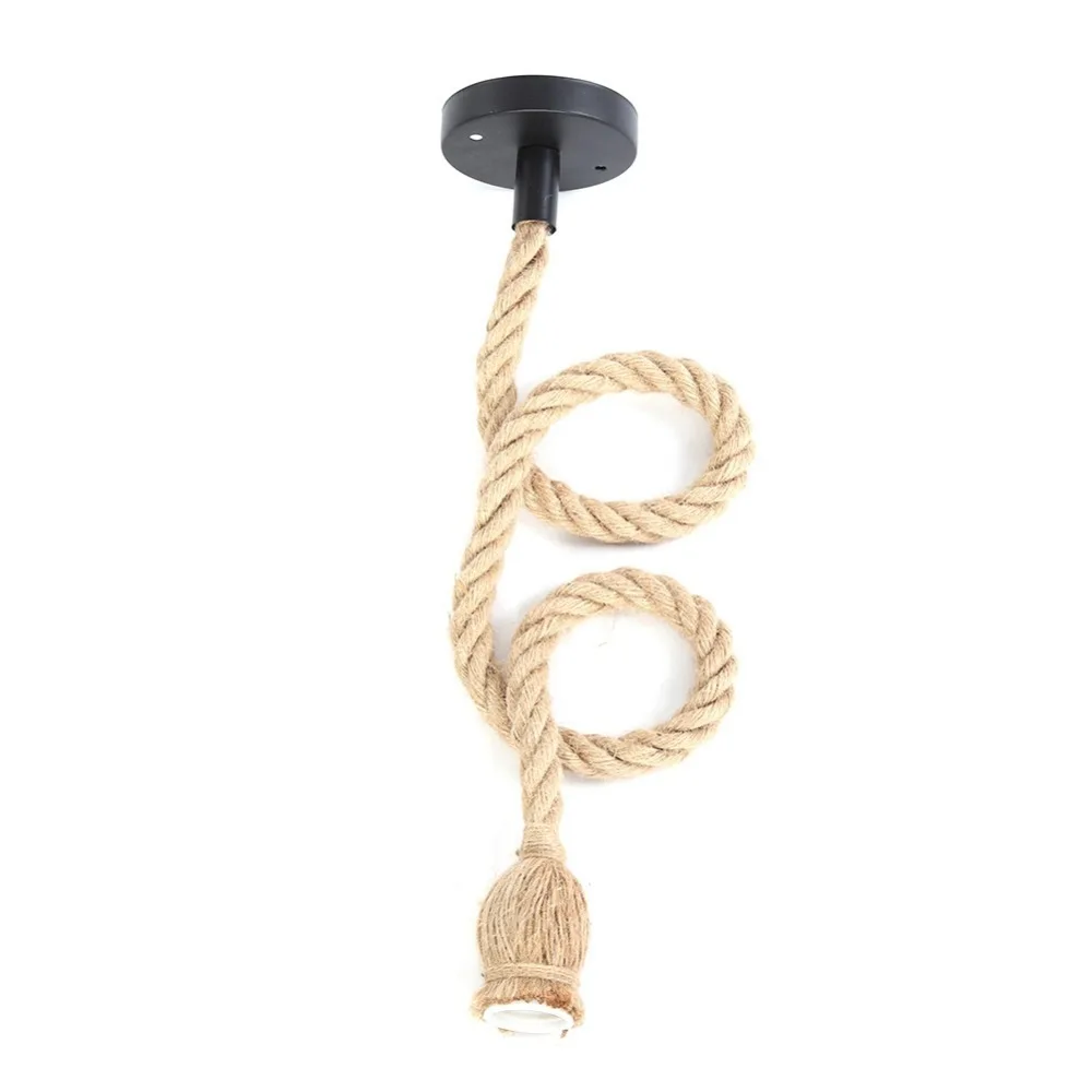Vintage E27 Lamp Base Hemp Rope Pendant Light 1 Meter Length Single Head or Twin Head Hemp Rope Lamp Pendant Light Restaurant