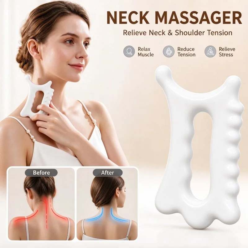 1/2PCS Face Neck Massager Gua Sha Board Relief Neck Shoulder Tension Facial Scraping Tool Body Muscle Relax Beauty Care Tool