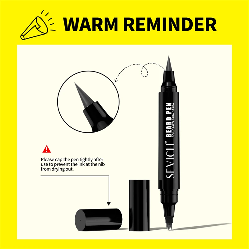 مقاوم للماء قلم اللحية مزدوج الأطراف 5 مللي أسود/بني داكن اللحية ملء قلم رصاص أربعة الشق الشعر الحاجب حشو القلم تصفيف اللحية #6