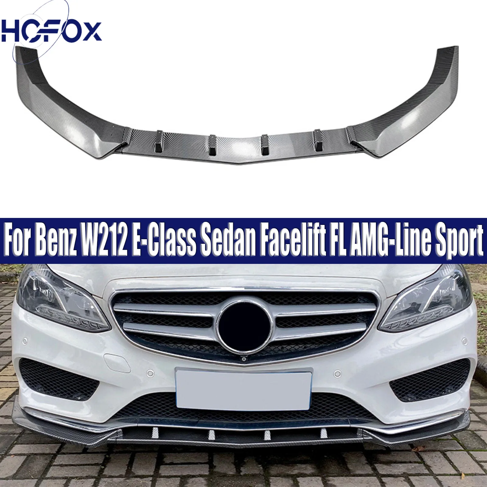 

For Mercedes Benz W212 E-Class Sedan Facelift FL AMG-Line Sport 2013-2015 Front Bumper Spoiler Lip Splitter Blade Guard
