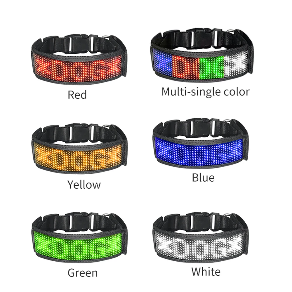 Imagem -02 - Programável Pet Dog Collar com Display Led Dog Collar Inteligente Placa Usb Prevenção da Perda Sinal de Nome Bluetooth