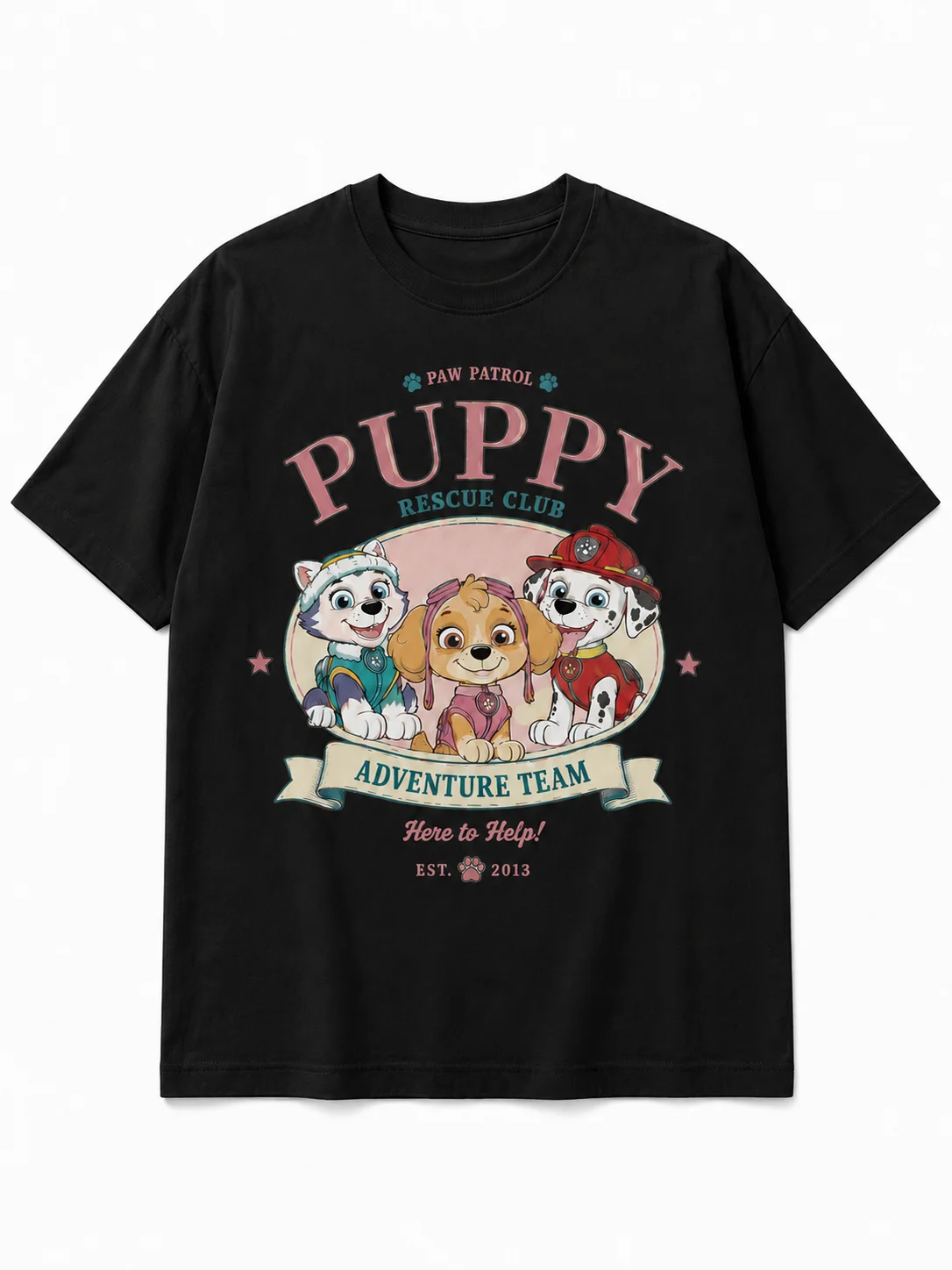 Paw Patrol Chase Damen-Grafik-T-Shirt "POWER!" "Bereit für den Einsatz" Weißes Unisex-T-Shirt mit Rundhalsausschnitt, kurzen Ärmeln und Brustdruck – Detail 5