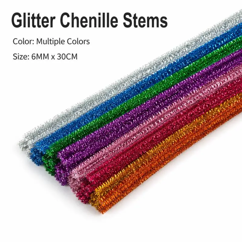 

100/200 Flash Fuzzy Pipe Cleaner Sticks, Flexible Wire Sticks for DIY Crafts and Toys 60MMx30CM