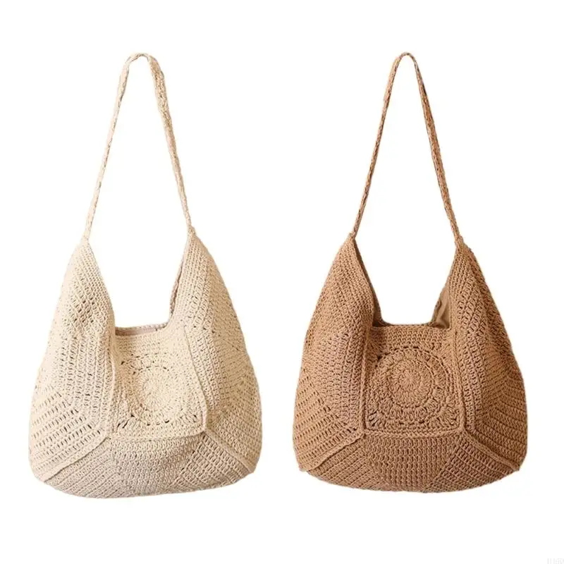 

D46D Женщины соломенная сумка подмышки пляжная сумка модная сумка для плеча пустота для отдыха