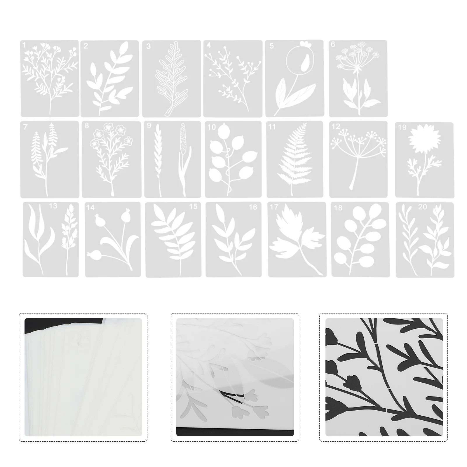 20 Sheets Plant Cutout Template Hollow DIY Wall Painting Stencil Decor Templates Decorative Molds Plants Stencils