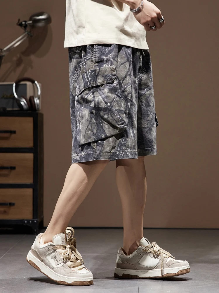 

Men's Casual Camouflage Workwear orts Street Sle Hip Hop Heavy Branch Trendy Five-Quarter Length Cotton Comfortable Fit