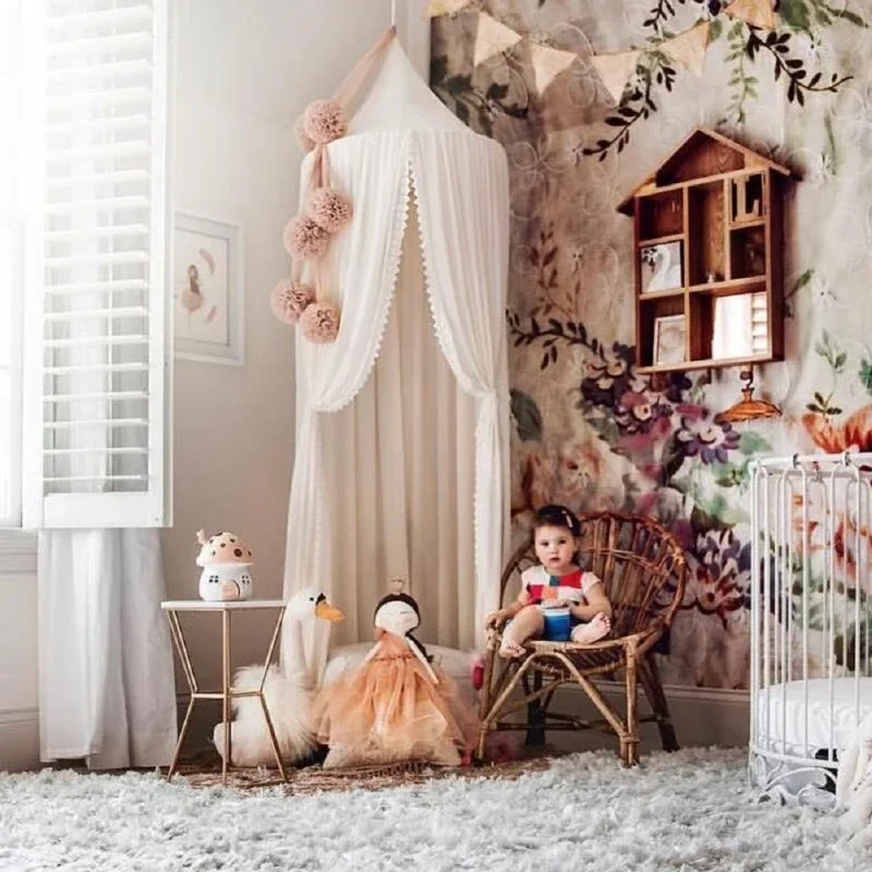 

Mosquito Net Crib For Baby Lace Shading Bed Canopy Kids Hanging Dome Curtain Toddler Princess Play Children Room Decoration