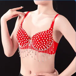 Women Belly Dance Rhinestones Bra Sexy Stage Performance Beaded Bikini Corset Nightclub Bar Dancer Club Tops Rave Costume