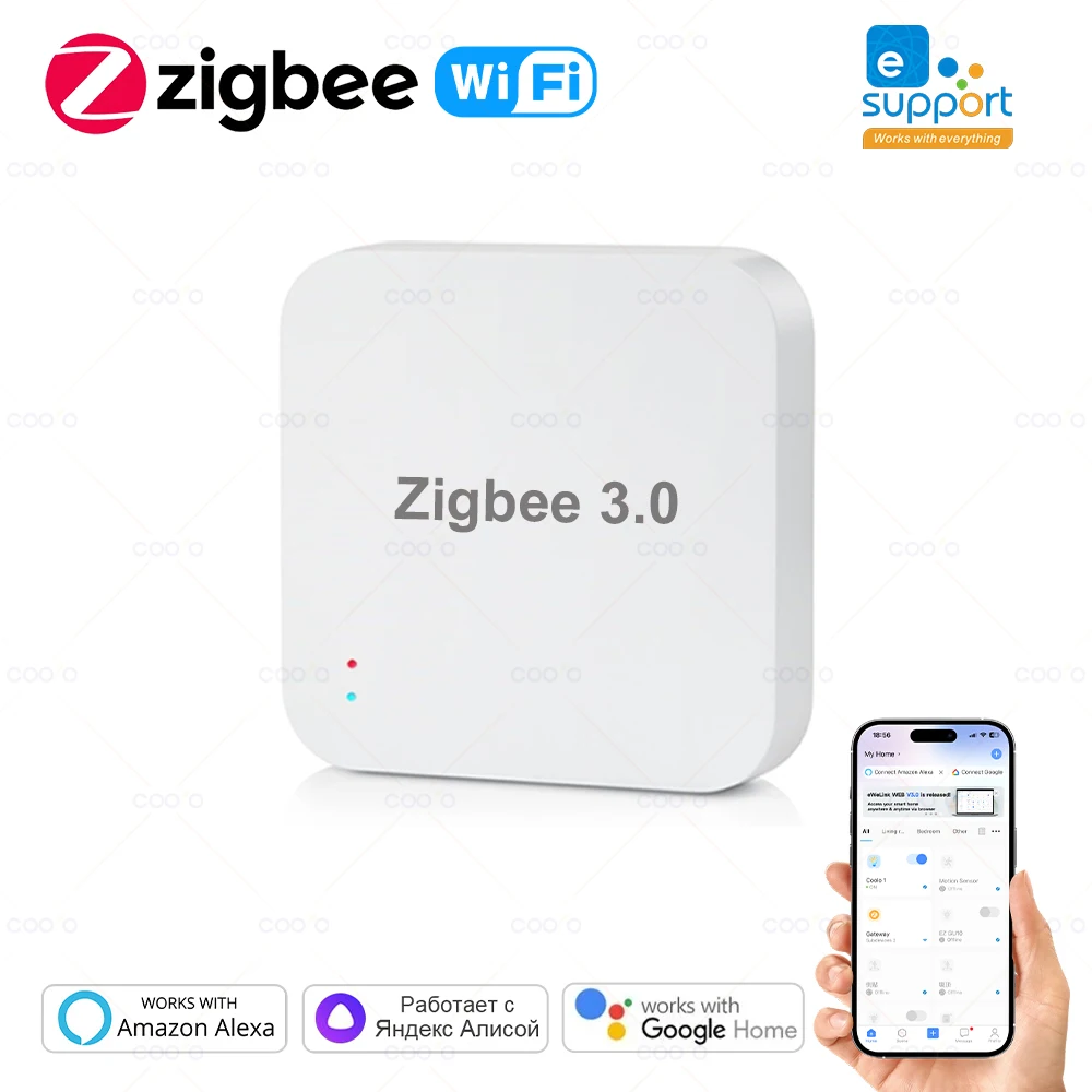 

Zigbee 3.0 Gateway Hub Smart Home Wireless Bridge eWeLink App Remote Control Automation Device Works with Alexa Google Assistant