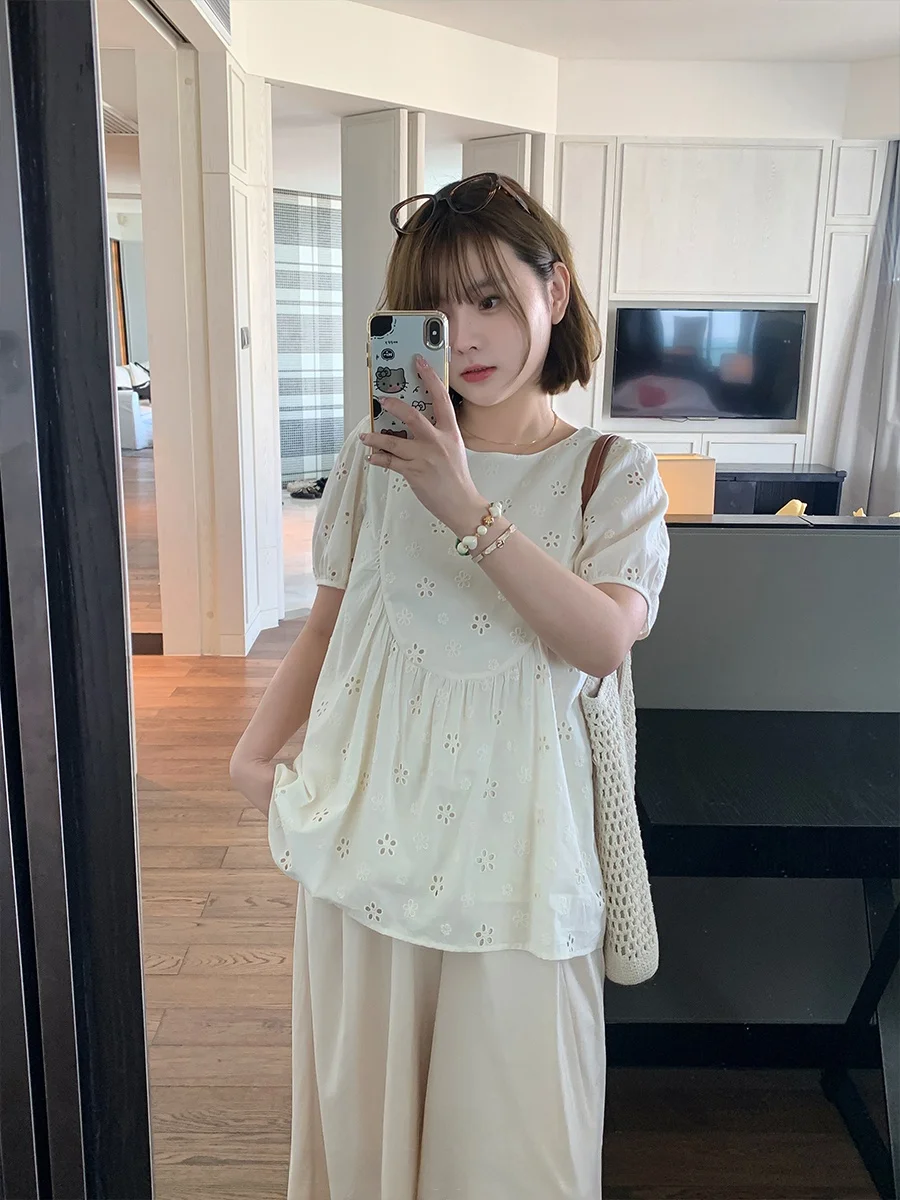 

Женский топ Maixi plus Size с вышивкой ort Sve Doll irt, летний свободный утягивающий топ для младшего возраста, ширина обычного хлопка...