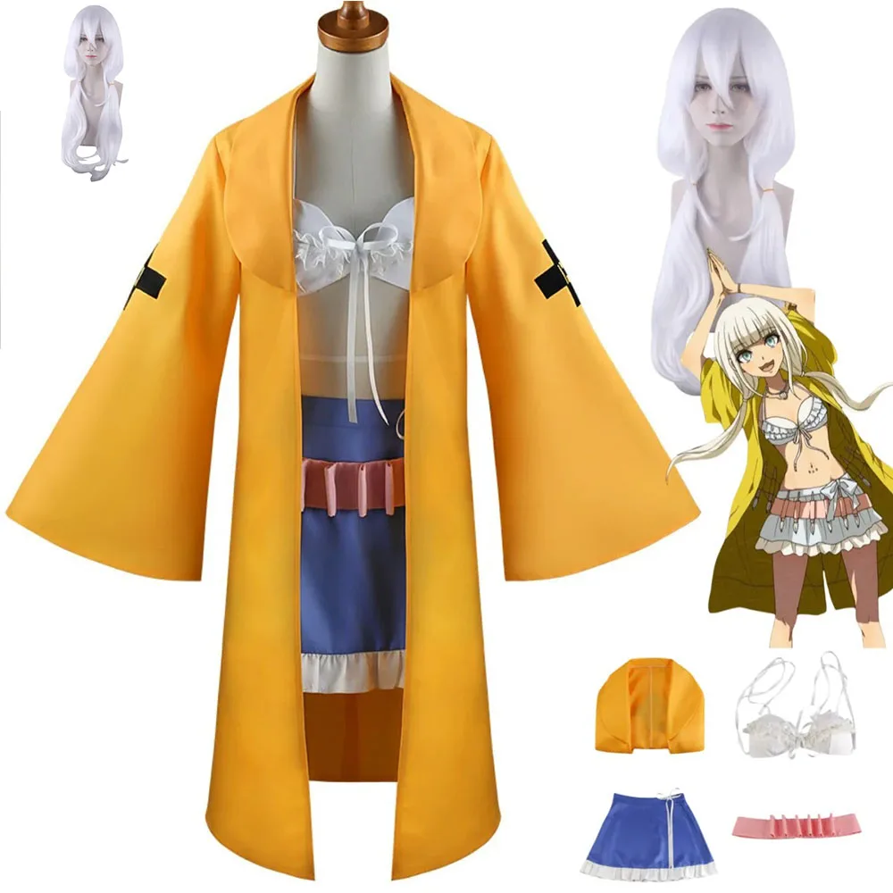 أنيمي لعبة أنجي يوناغا تأثيري حلي عباءة الصيف يوم ملابس السباحة معطف أصفر بيكيني Ube القمم امرأة مثير شاطئ حفلة البدلة #1