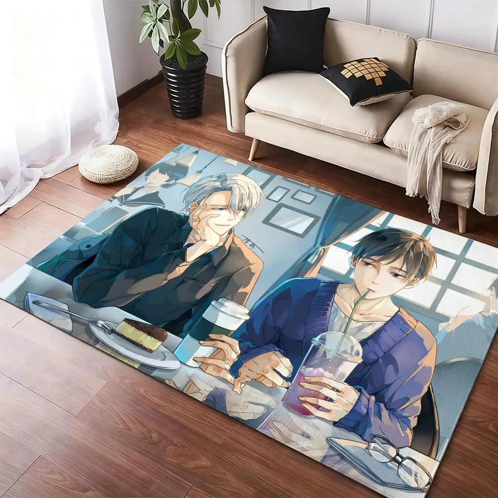 

japan Y-Yuri on IceS Anime Floor Mat Soft Thickened Non-Slip Door Mat for Living Room Home Decor Flannel Rugs