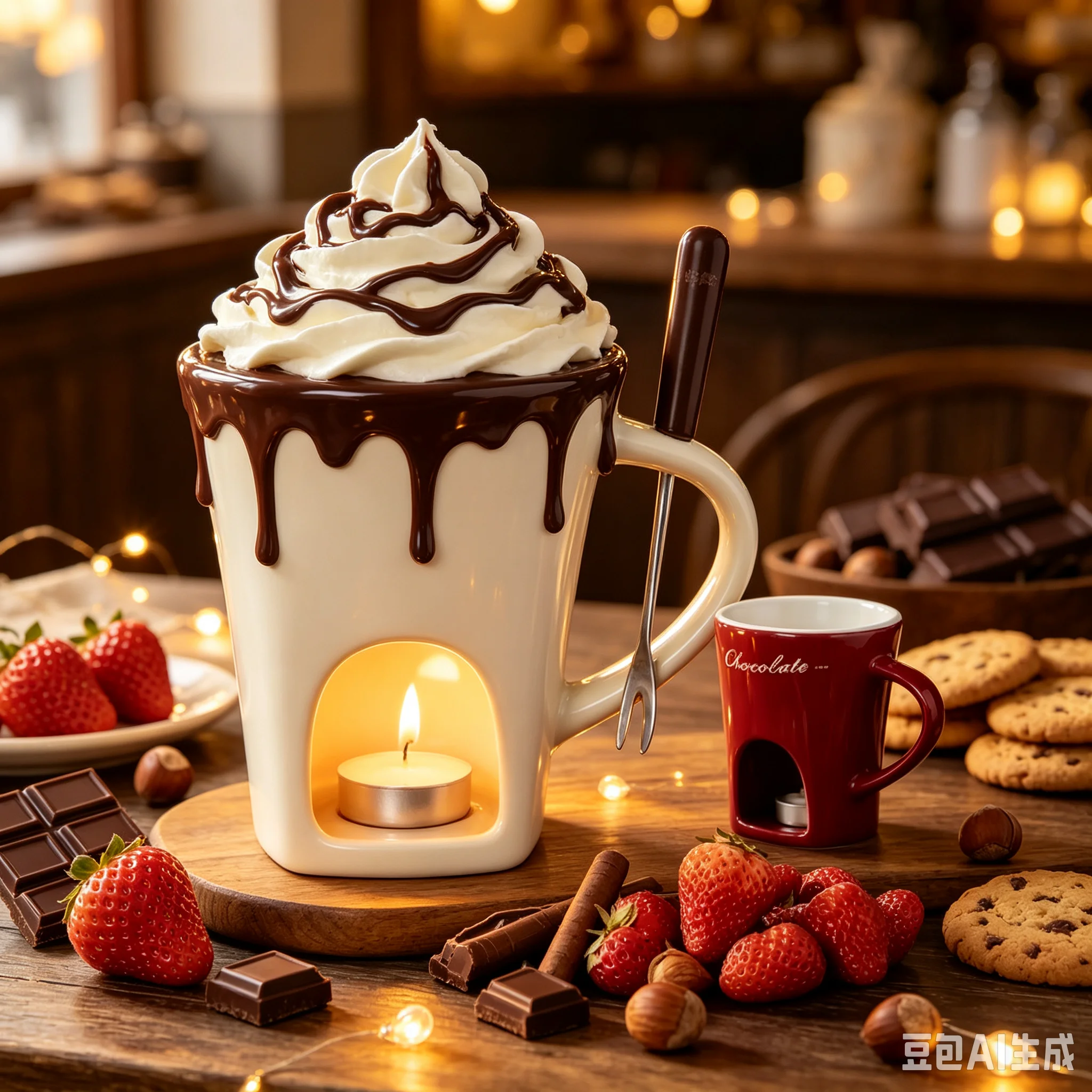 200ml Multi Color Ceramic Chocolate Melting Pot with Tealight Candle Mini Fondue Cup Dessert Mug for Party Table Decor And Bar U