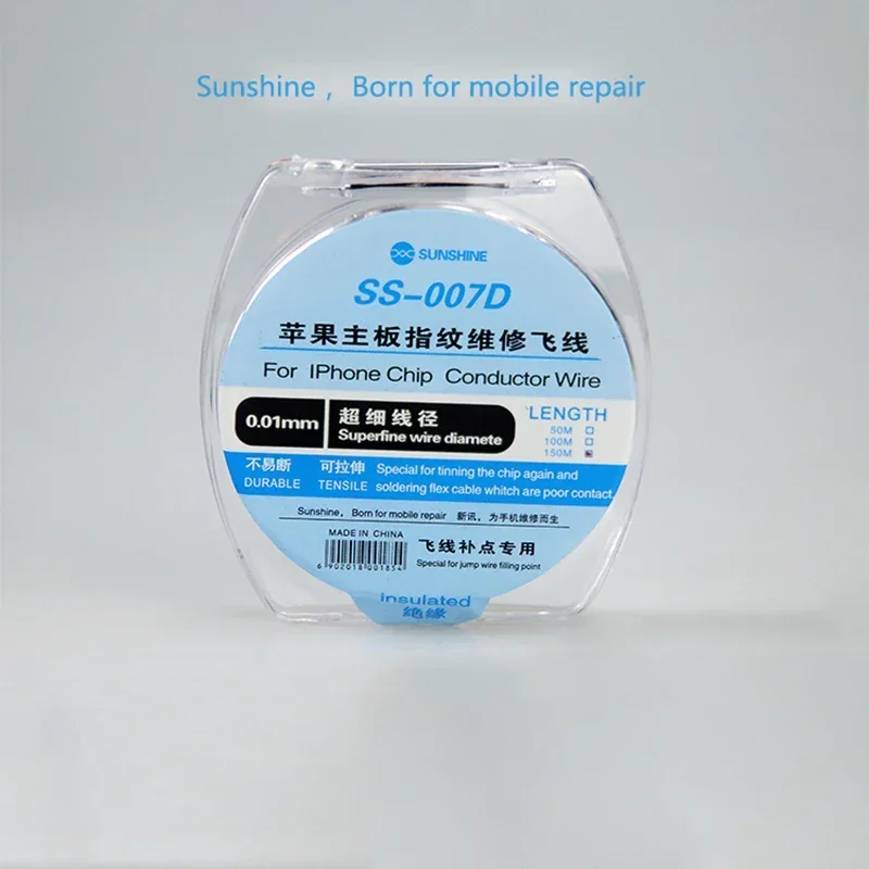 SUNSHINE SS-007D 0.01mm jump wire line linprecision flexible circuit dedicated for iphone chip repair jump conductor wire 150m