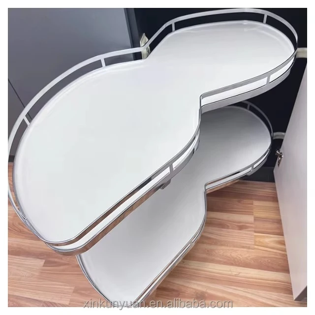 Hot Sale Corner Pull Basket High Quality Stainless Steel Kitchen Revolving Swing Trays Modern Design Rotating Storage Basket