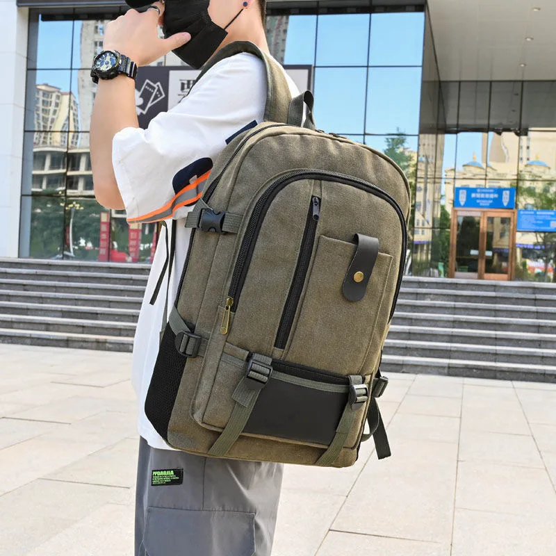 Mochila de viaje táctica militar para hombre, bolsa de alpinismo de lona de gran capacidad para acampar al aire libre, bolsa para ordenador