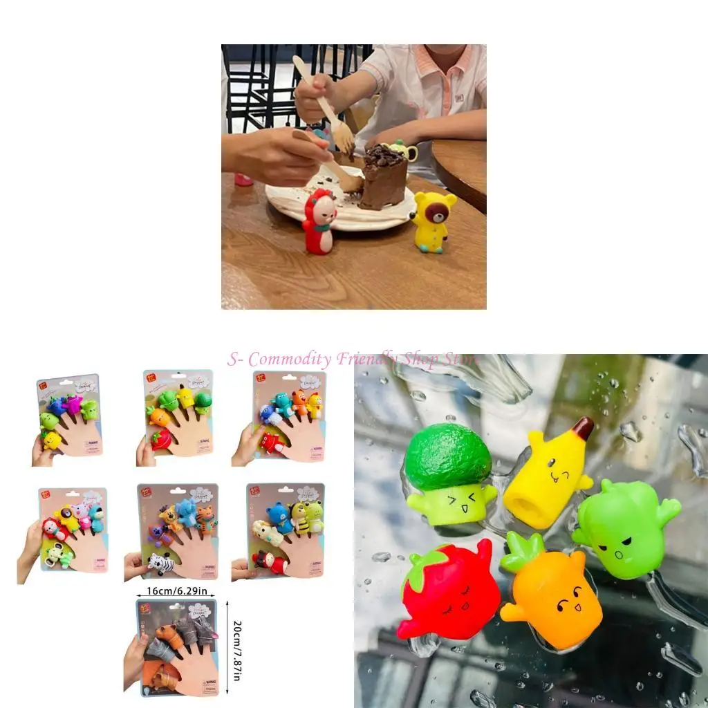 85AE Set Of 5 Safe Chewable Animal Finger Puppets Early Childhood Development Toy For Toddlers