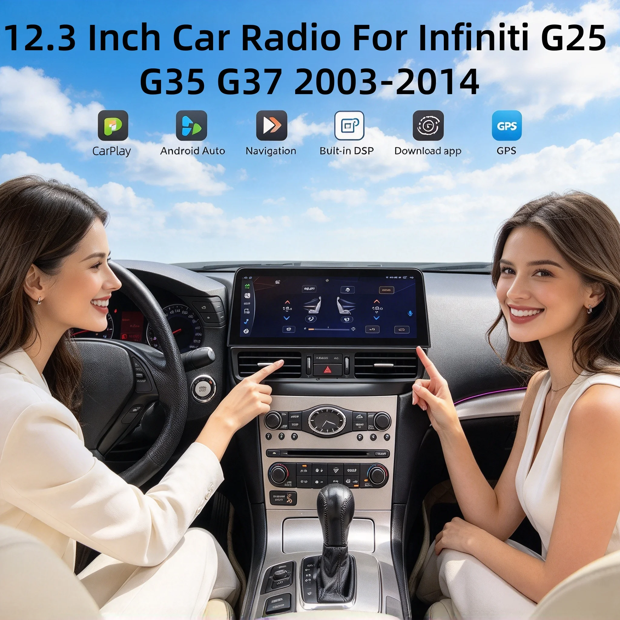 12.3 Inch For Infiniti G25 G35 G37 2003-2014 Android15 Octa Core 8G+256G Car Multimedia Player Stereo Receiver Radio 4G WIFI GPS