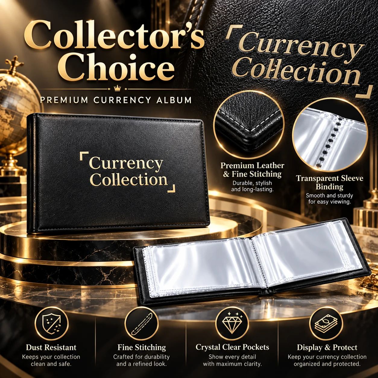 20 Pages Banknote Collection Album, Paper Money Storage Display Book, Currency Collector Organizer Binder for Foreign Banknotes, Commemorative Bills, Collectible Paper Currency, Money Collection, Banknote Protection, Display and Storage