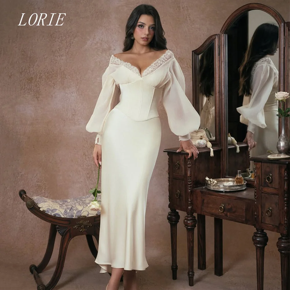 LORIE Luxury Mermaid Civil Wedding Dress Chifforn Lace Bridal Dresses V Neck Engagement Wedding Gown Customized 2026