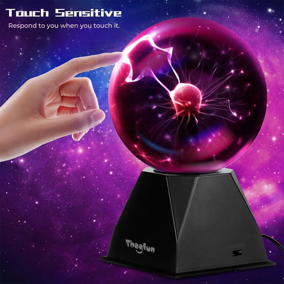 مصباح البلازما EU Plug Light Touch الكهربائية USB الكرة الكبيرة 5 بوصة الكرة الأرضية الساكنة الحساسة البرق السحرية تعمل بالبطارية الحمراء ليلة