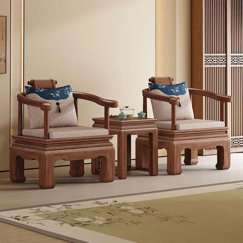 black walnut, solid wood armchair three-piece set, living room study chair, induction cooker side few