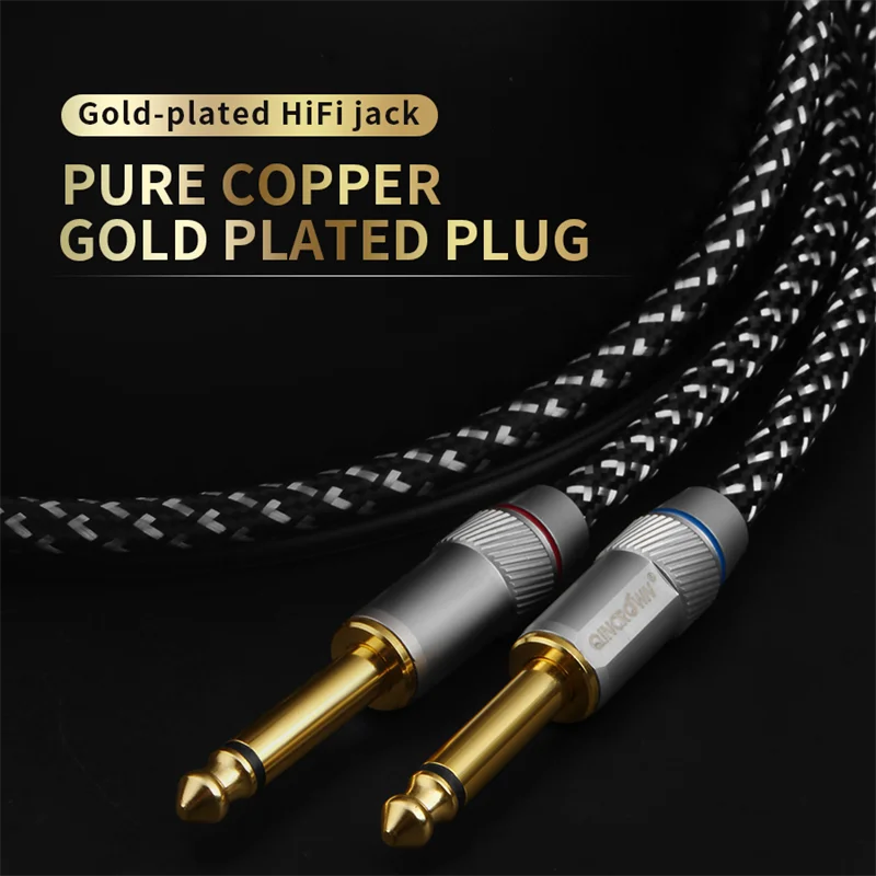 HIFI Z100 3.5mm To Dual 6.5mm Jack 1 to 2 Audio Cable Pure Copper Silver Plated PC Phone Mixer Amplifier AUX Cord