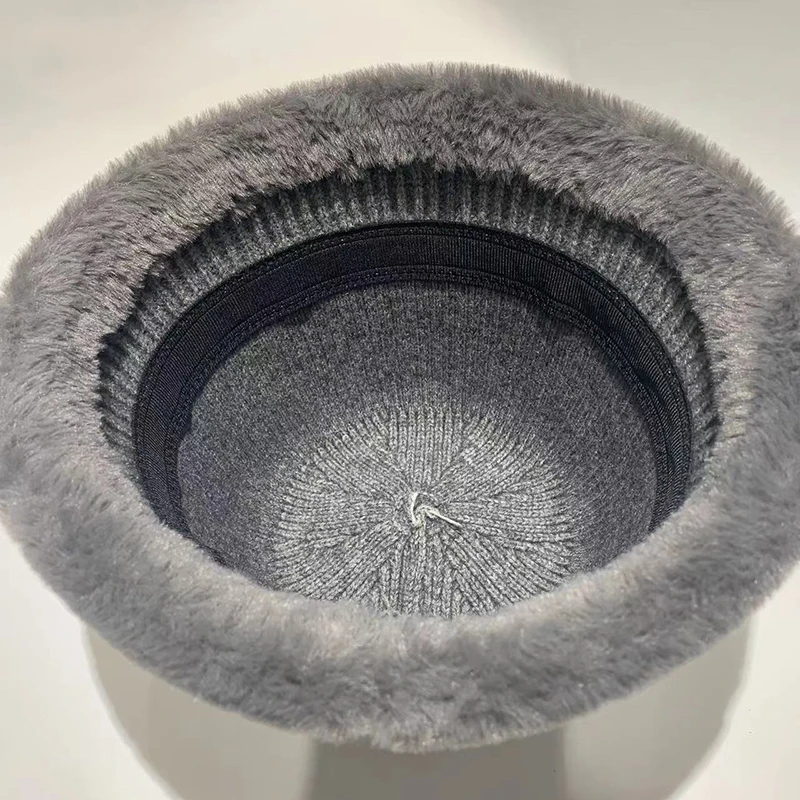 Bucket Hat Women 2024 Winter New Wool Knitted Warm Thick Plush Outdoor Fisherman Cap Fashion Casual Designer Hat Basin Panama