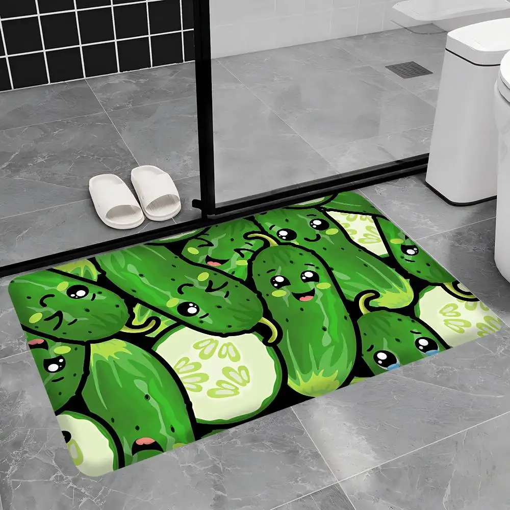 Food Item pickled cucumber Cartoon Bathroom Mat Anti-slip Absorb Water Long Strip Cushion Bedroon Mat Welcome Doormat